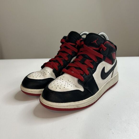 Nike Air Jordan 1 Retro GS Old Love Sz 1Y 307383-102 Black Toe Bred Chicago - Picture 1 of 8